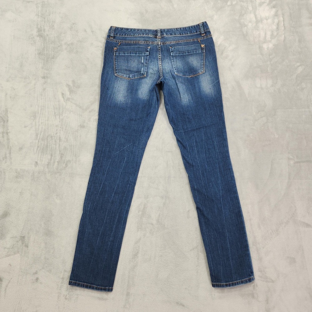 Mossimo Jeans Womens 10 Blue Mid‎ Rise Skinny Tapered Leg FIT 3 Stretch Denim - Picture 2 of 10
